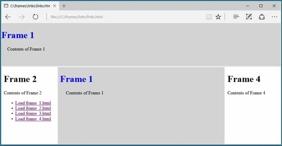 HTML frames example
