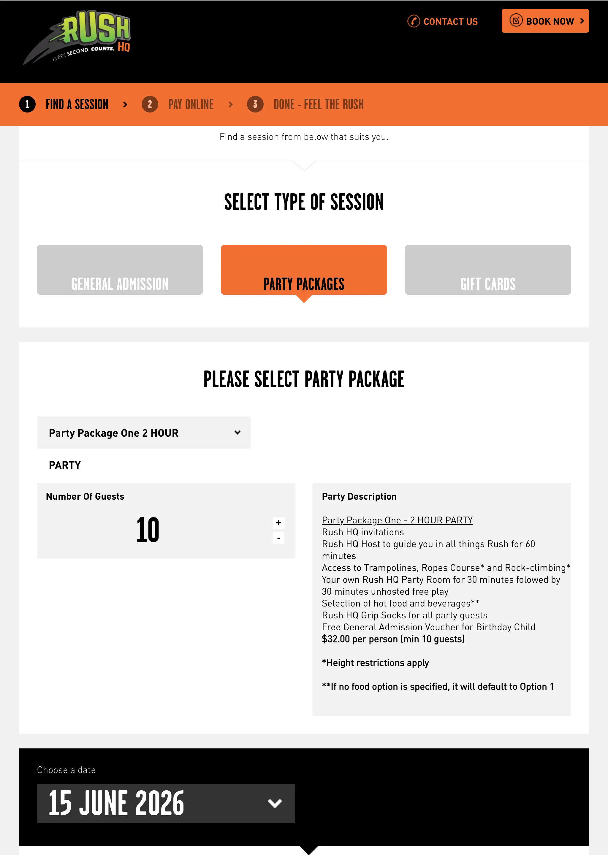 Reservations page