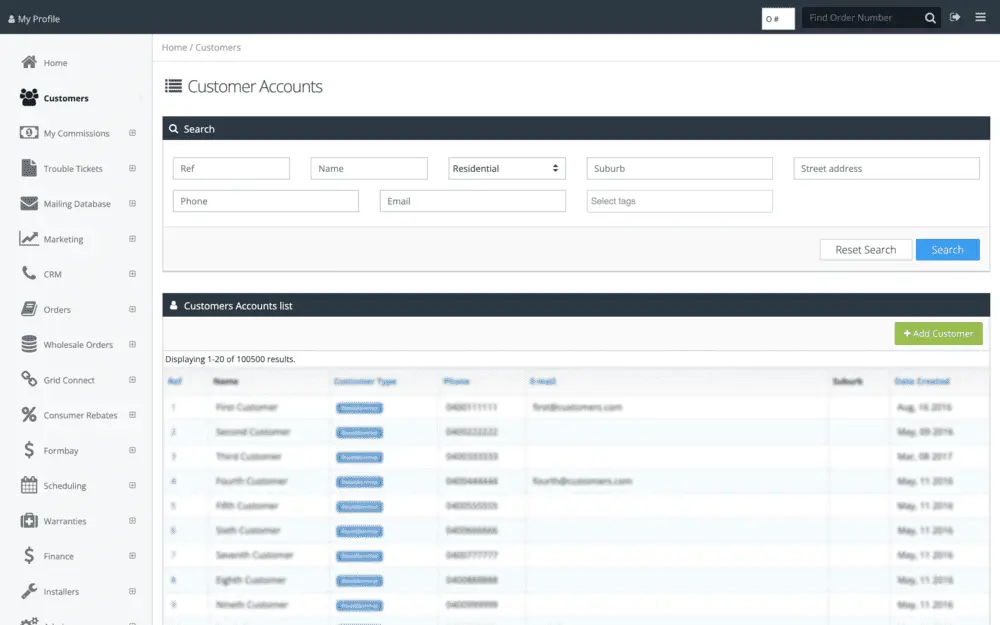 Solar Service Group admin panel